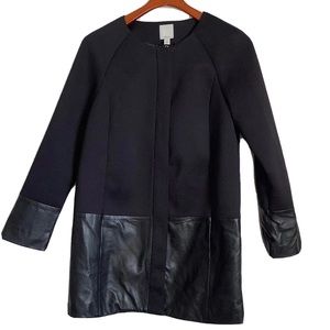 Halogen Black 100% Leather Panel Top Full Zip Women Size Small NWOT Blazer